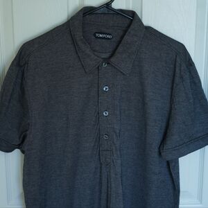 Tom Ford Men's Short-Sleeve Polo Shirt in Charcoal Gray